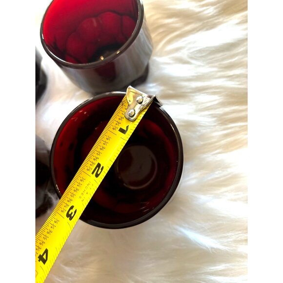 Georgian Ruby Red Juice Glass Tumblers set six 3" High Barware Holiday Christmas - Picture 5 of 6